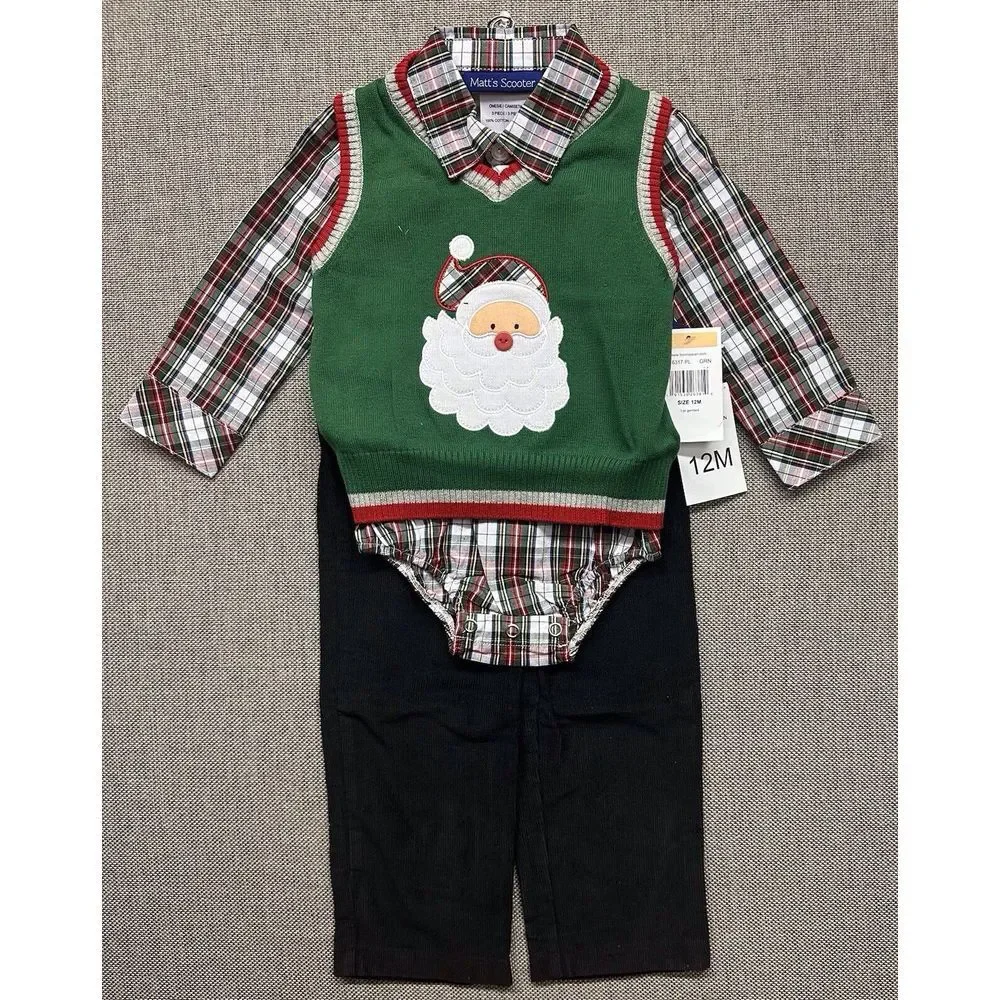 NEW‎ BNWT Bonnie Jean/Matt's Scooter Boys Outfit Clothes Santa Xmas Size 12M